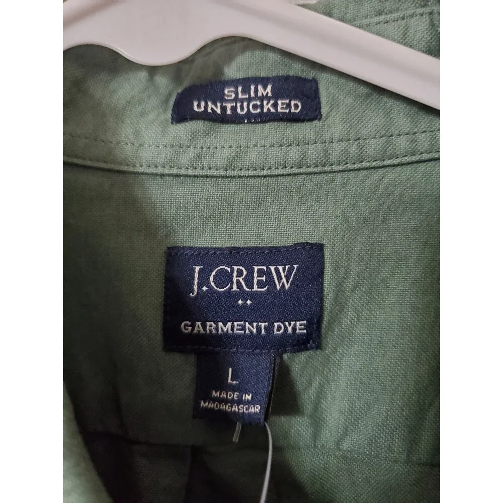J.Crew Mens Shirt Slim Untucked Garment Dye Cotton Button Down Green Size Large